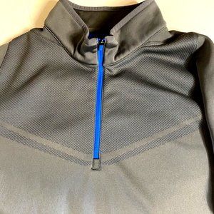 Nike 1/4 Zip Pullover FLEECE Jacket GRAY W/ BLUE FLEECE LINING   XL EUC B9-3